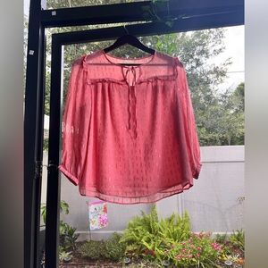 Small Mellóday Peach Pink Blouse with Frilly Sleeves